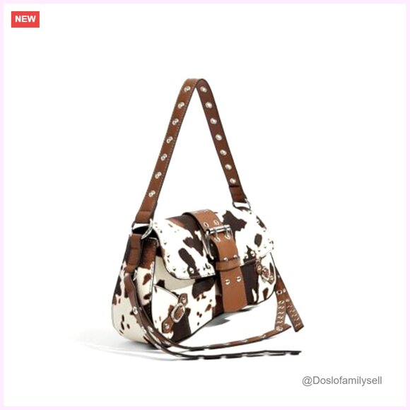 PU Leather Hobo Shoulder Bag Clutch Purse Y2K Gothic Punk Style - Picture 5 of 6